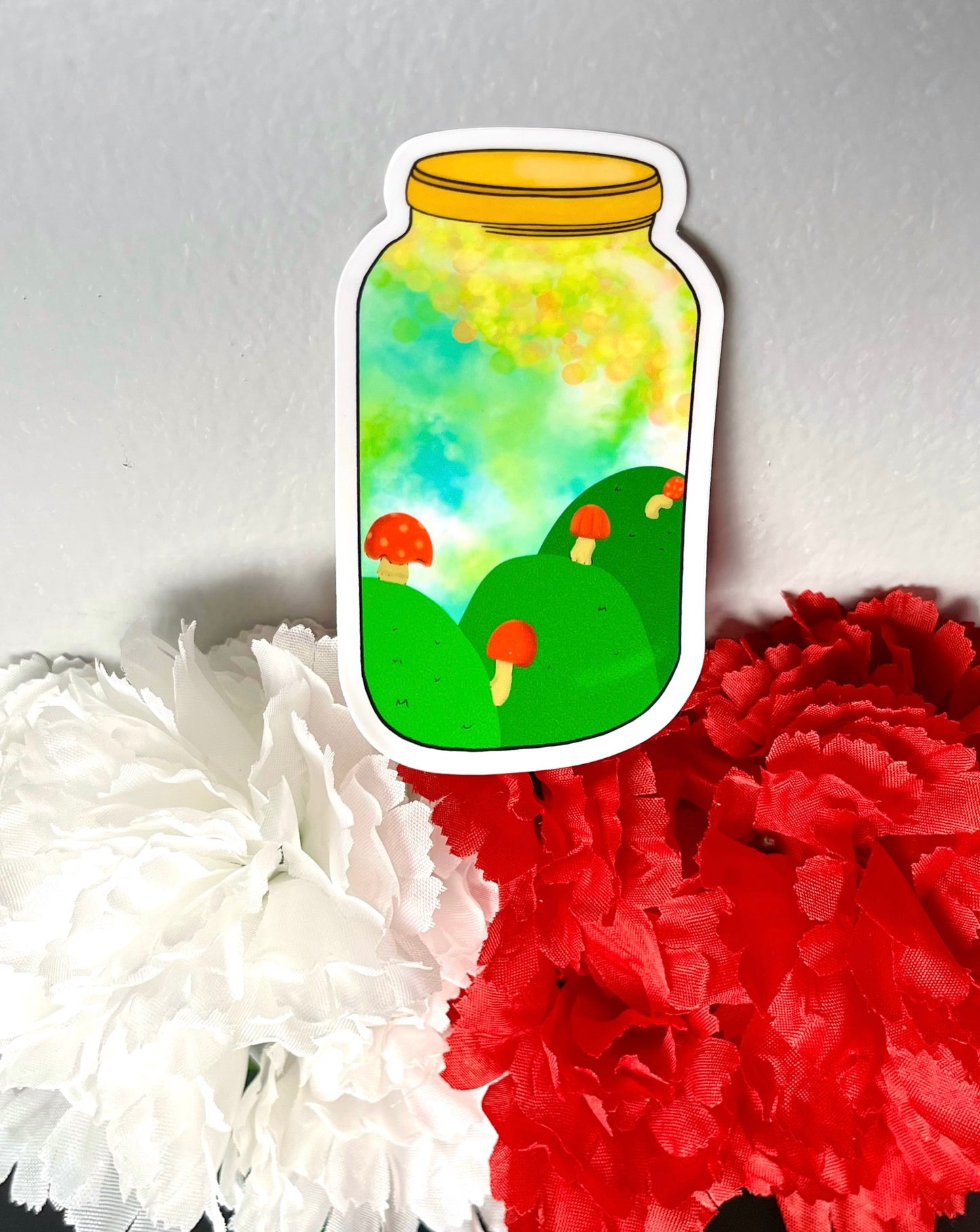 Mushroom Ecosystem Jar Sticker