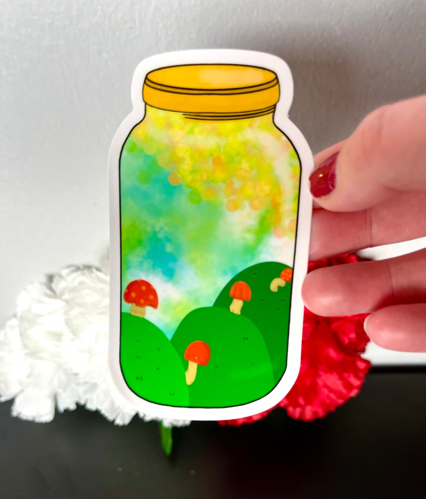 Mushroom Ecosystem Jar Sticker