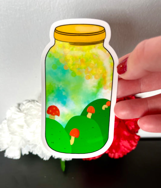 Mushroom Ecosystem Jar Sticker